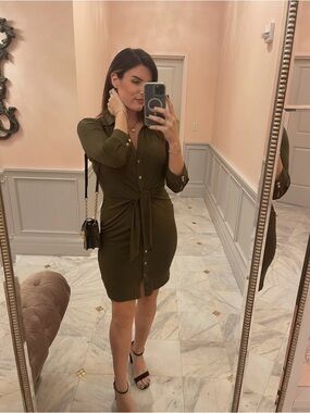 Philosophy Olive Tie-Front Midi Dress
